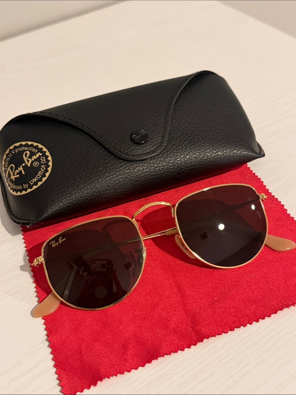 Ray-Ban Elon Gold Frame Black Lens Sunglasses With Case